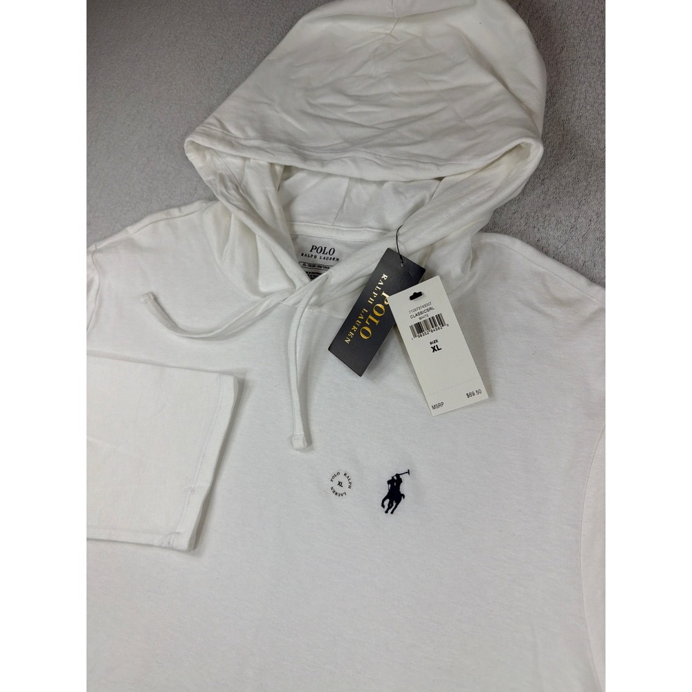 NEW Polo Ralph Lauren Mens White Hooded Long Sleeve T-Shirt XL NWT 710873743007